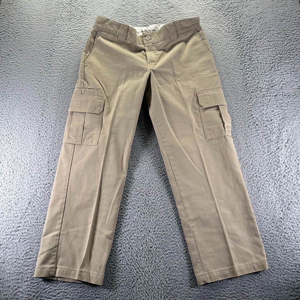 Dickies Pant Men 35x28 Brown Cargo Straight Leg Baggy Utility Workwear Tactical